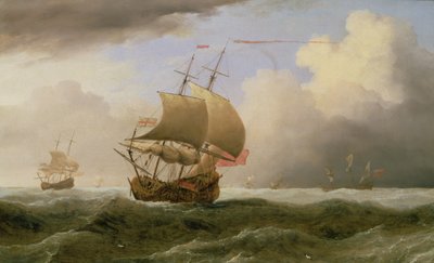 Un navire anglais par vent fort - Willem van de Velde the Younger